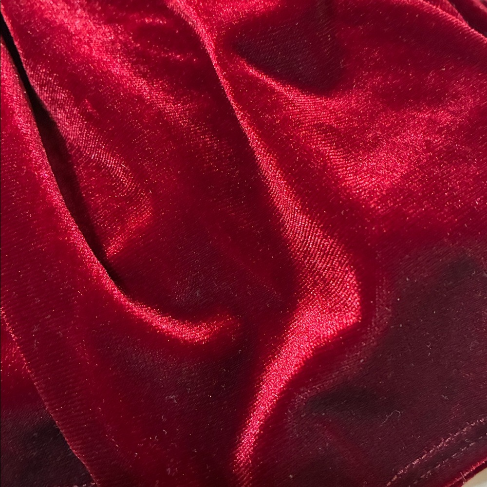 BHLDN red velvet short sleeves asymmetric wrap dress witchy goth fairy holidays - Picture 15 of 15